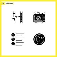 4 ícones criativos sinais modernos e símbolos de formato de cinema edição de texto ao vivo elementos de design de vetores editáveis