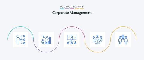 pacote de ícones azul 5 de gerenciamento corporativo, incluindo conferência. negócios. gerenciamento. organização. liderança vetor