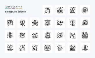 25 pacote de ícones de linha de biologia vetor