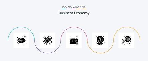 pacote de ícones do glifo 5 econômico, incluindo bitcoin. localização. escada. dólar. problema vetor