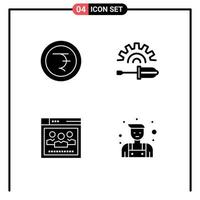 4 ícones criativos sinais modernos e símbolos de ferramenta de chave de fenda da web de moeda faz-tudo elementos de design de vetores editáveis