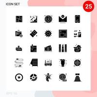 pacote de linha vetorial editável de 25 glifos sólidos simples de blocos próximos, escolha do tempo do cronômetro, elementos de design vetorial editáveis vetor