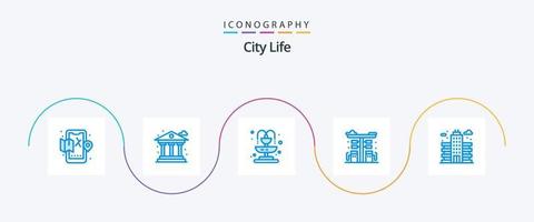 pacote de ícones azul 5 da vida da cidade, incluindo vida. bombear. cidade. gás. paisagem urbana vetor