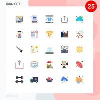conjunto de pictogramas de 25 cores planas simples de conhecimento nuvem moderna chuvosa elementos de design vetorial editáveis vetor