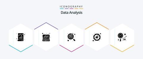 pacote de ícones de 25 glifos de análise de dados, incluindo análise. digital. análise. base de dados. SEO vetor