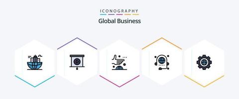 pacote de ícones de 25 linhas preenchidas de negócios globais, incluindo global. conferência. acordo. comunicação. internacional vetor