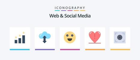 web e mídia social flat 5 icon pack incluindo . vídeo. face. Câmera. primavera. design de ícones criativos vetor