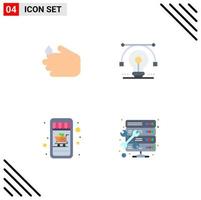 4 ícones planos de vetores temáticos e símbolos editáveis de limpeza de carrinho de solução de lavagem de compras móvel elementos de design de vetores editáveis