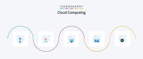 pacote de ícones plana 5 de computação em nuvem, incluindo menos. mensagem. computador. recebido. nuvem vetor