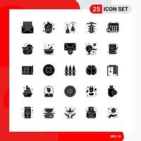 conjunto moderno de 25 glifos e símbolos sólidos, como classes, elementos de design de vetores editáveis da cidade de tráfego leve