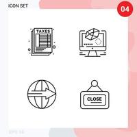 pacote de interface do usuário de 4 cores planas básicas de linha preenchida de cálculo de modelagem de imposto de entrega elementos de design de vetores editáveis logísticos