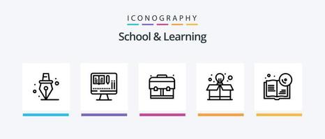 escola e linha de aprendizagem 5 pacote de ícones incluindo . graduação. graduação. Educação. livro. design de ícones criativos vetor