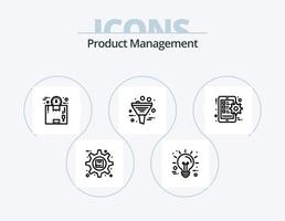 design de ícones do pacote de ícones de linha de gerenciamento de produtos 5. monitoramento. configuração. corrida. editar. engrenagem vetor