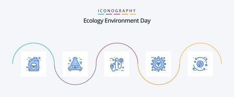 pacote de ícones ecologia azul 5, incluindo processo. preferência. eco. engrenagem. eco vetor