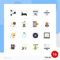 Pacote de cores planas de 16 interfaces de usuário de sinais e símbolos modernos de equipamento de limpeza lateral do cérebro pacote editável de trabalho online de elementos de design de vetores criativos