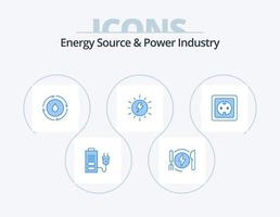 fonte de energia e design de ícone azul do pacote de 5 ícones da indústria de energia. elétrico. sol. energia. solar. energia vetor