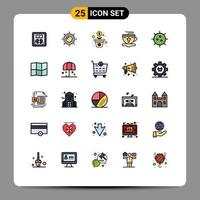 conjunto de 25 ícones de interface do usuário modernos, símbolos, sinais para química, bactérias, dinheiro, copo quente, elementos de design de vetores editáveis