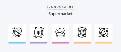 pacote de ícones da linha 5 do supermercado, incluindo . supermercado. cosméticos. arroz. trigo. design de ícones criativos vetor