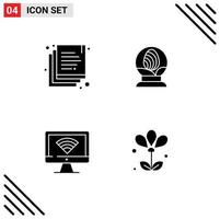 grupo de símbolos de ícone universal de glifos sólidos modernos de cópia wi-fi vidro flor de páscoa elementos de design vetoriais editáveis vetor