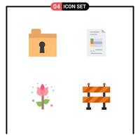 pacote de 4 sinais e símbolos de ícones planos modernos para mídia de impressão na web, como pasta de negócios de flores, bloco de negócios, elementos de design de vetores editáveis