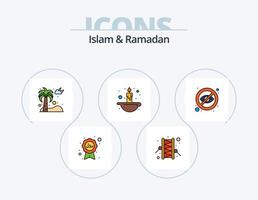 Islã e linha do Ramadã cheia de ícones do pacote 5 design de ícones. muçulmano. prédio. aplicativo móvel. nuvem. Palma vetor