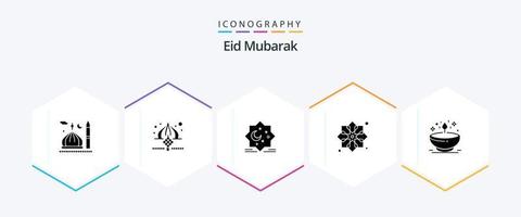 pacote de ícones de 25 glifos eid mubarak, incluindo design. fita. fita. novo. estrela vetor