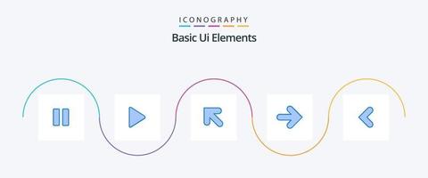 elementos básicos da interface do usuário azul 5 pacote de ícones incluindo backword. seta. seta. certo. avançar vetor