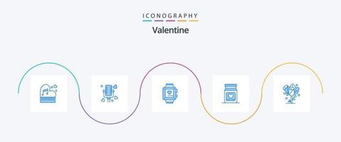 pacote de ícones azul 5 dos namorados, incluindo coração. medicamento. amor. casamento. amor vetor