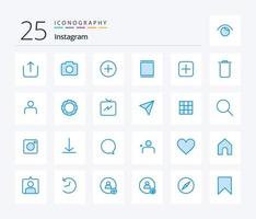 pacote de ícones de cor azul do instagram 25, incluindo instagram. conjuntos. contato. mais. Linha do tempo vetor
