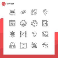 16 ícones criativos sinais modernos e símbolos de elementos de design de vetores editáveis de página de vendas na web de vídeo