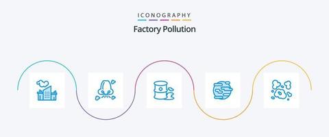 pacote de ícones azul 5 de poluição de fábrica, incluindo mundo. poluição. poluição. ajuda. poluição vetor