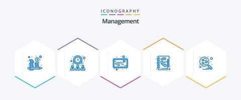 gerenciamento 25 pacote de ícones azul, incluindo social. rede. projeto. lista telefônica. diretório vetor