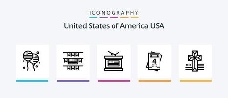 Pacote de ícones da linha 5 dos EUA, incluindo maony. americano. americano. EUA. estados. design de ícones criativos vetor