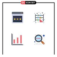4 ícones criativos, sinais modernos e símbolos de elementos de design de vetores editáveis do motor de escritório de ábaco de estatísticas de seo