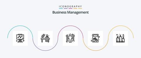 pacote de ícones de linha 5 de gerenciamento de negócios, incluindo posição. gráfico. oportunidade de negócios. gráfico. negócios vetor