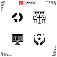 conjunto de 4 sinais de símbolos de ícones de interface do usuário modernos para créditos de jogo moeda criptográfica criativa modelagem de férias elementos de design de vetores editáveis