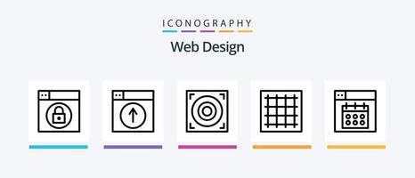 pacote de ícones da linha 5 de design da web, incluindo web. calendário. cortar. projeto. aplicativo. design de ícones criativos vetor