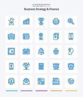 estratégia de negócios criativos e finanças 25 pacote de ícones azuis, como análises. gráfico. negócios. gráfico. conquista vetor
