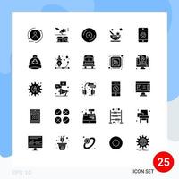 25 conceito de glifo sólido para sites móveis e aplicativos de negócios móveis cd spa cosméticos elementos de design vetorial editáveis vetor