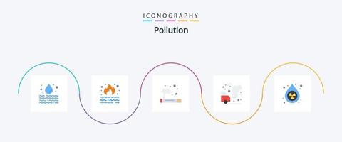 pacote de ícones de 5 planos de poluição, incluindo limpo. lixo. fumaça. ambiente. desperdício vetor