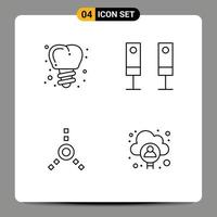 pacote de 4 cores planas de linha preenchida criativas de implantação de dispositivos de conta sistema homem elementos de design de vetores editáveis
