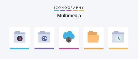 pacote de ícones multimídia flat 5 incluindo . download. história. cópia de segurança. design de ícones criativos vetor