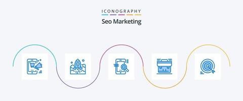 pacote de ícones seo marketing azul 5, incluindo negócios. configuração. comece. seo. móvel vetor