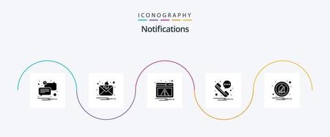 pacote de ícones de glifo 5 de notificações, incluindo . notificação. alerta. alarme. telefone vetor