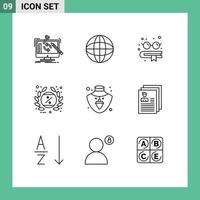 conjunto de 9 pacotes de esboços comerciais para elementos de design de vetores editáveis de etiqueta de educação de etiqueta nacklace