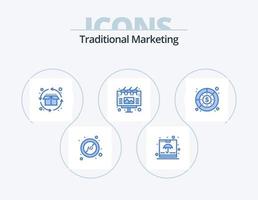 design de ícones do pacote de 5 ícones azuis de marketing tradicional. ar livre. anúncio. seguro. de Anúncios. produtos vetor