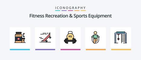 linha de recreação de fitness e equipamentos esportivos cheia de 5 ícones, incluindo ciclismo. bicicleta. rápido. bicicleta. jogo. design de ícones criativos vetor