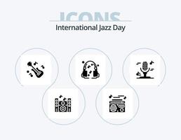 pacote de ícones de glifos do dia internacional do jazz 5 design de ícones. . música . áudio. fones de ouvido . música vetor