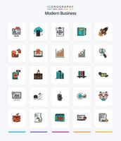 pacote de ícones cheios de 25 linhas de negócios modernos criativos, como processo. diagrama. armazenamento na núvem. negócios. segurança vetor
