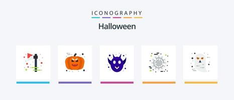 halloween flat 5 icon pack incluindo fantasma. personagem. nervoso. rede. dia das Bruxas. design de ícones criativos vetor